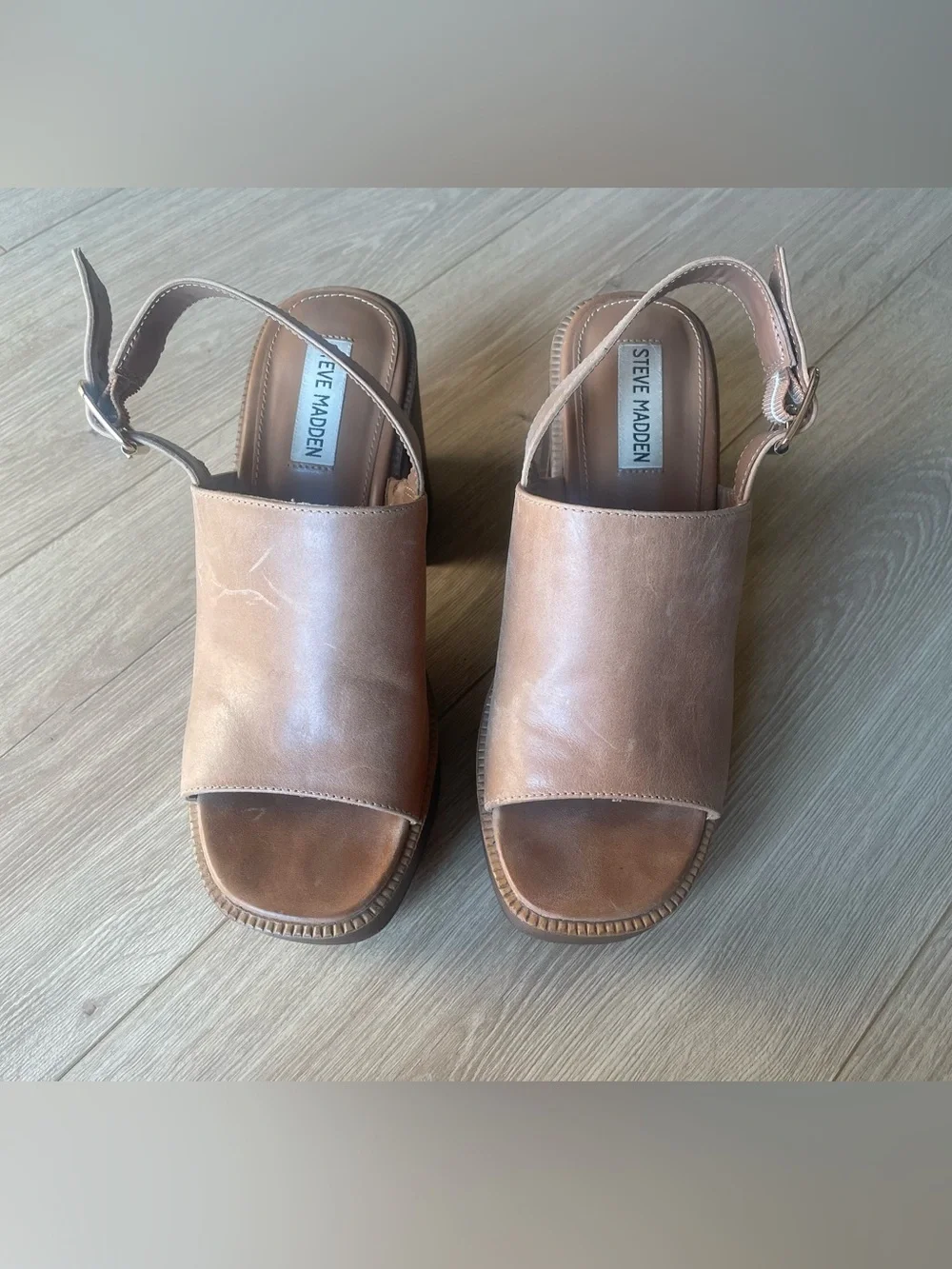 Steve Madden Brown Platform Slingback Sandals